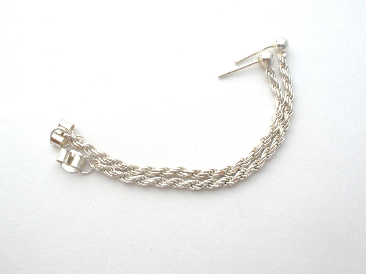 Sterling Silver Bead Rope Earrings Vintage