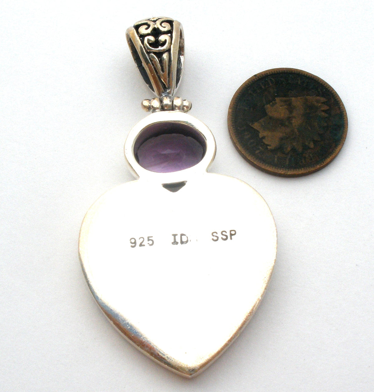 Sterling Silver Amethyst Heart Pendant