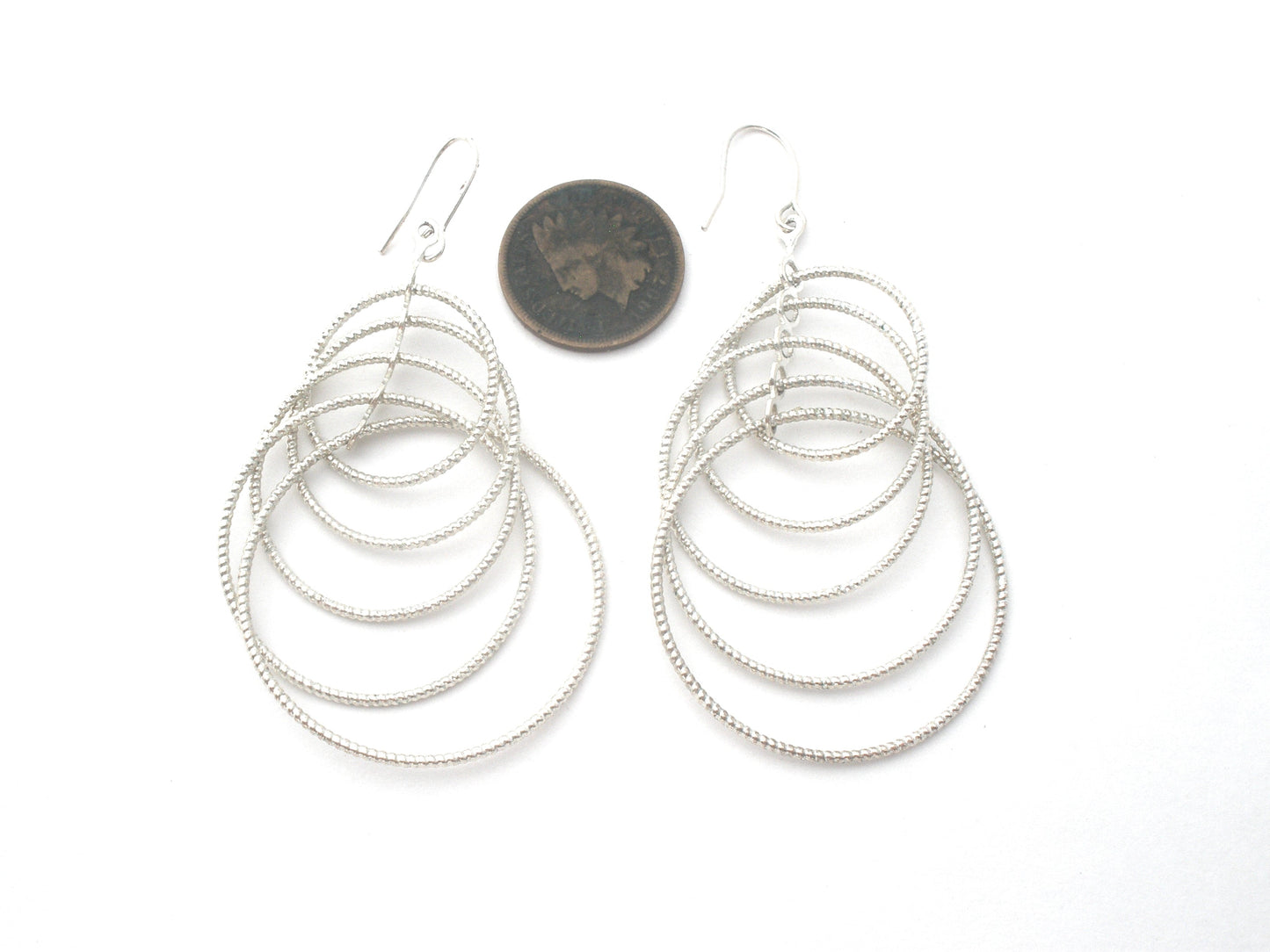 Sterling Silver Multi Circle Dangle Earrings