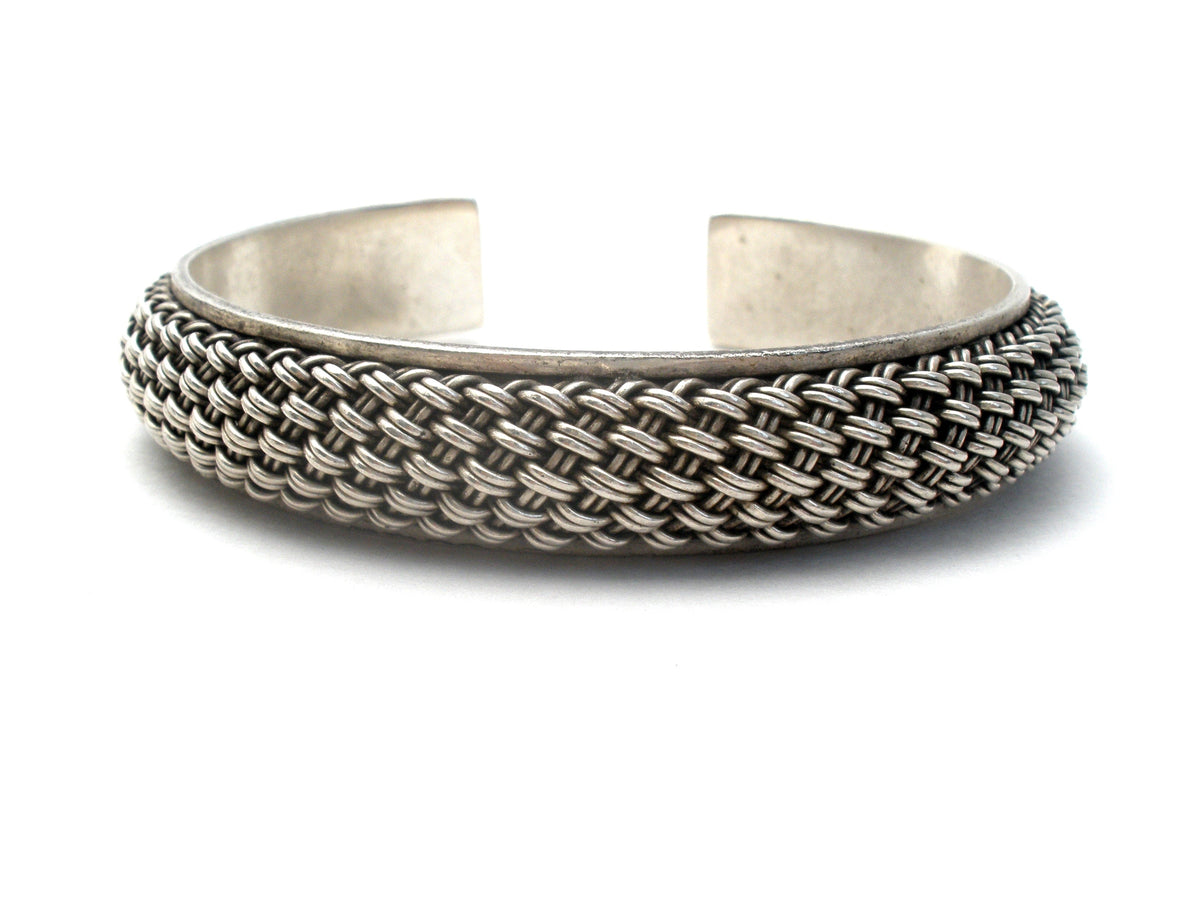 Sterling Silver Woven Style Cuff Bracelet
