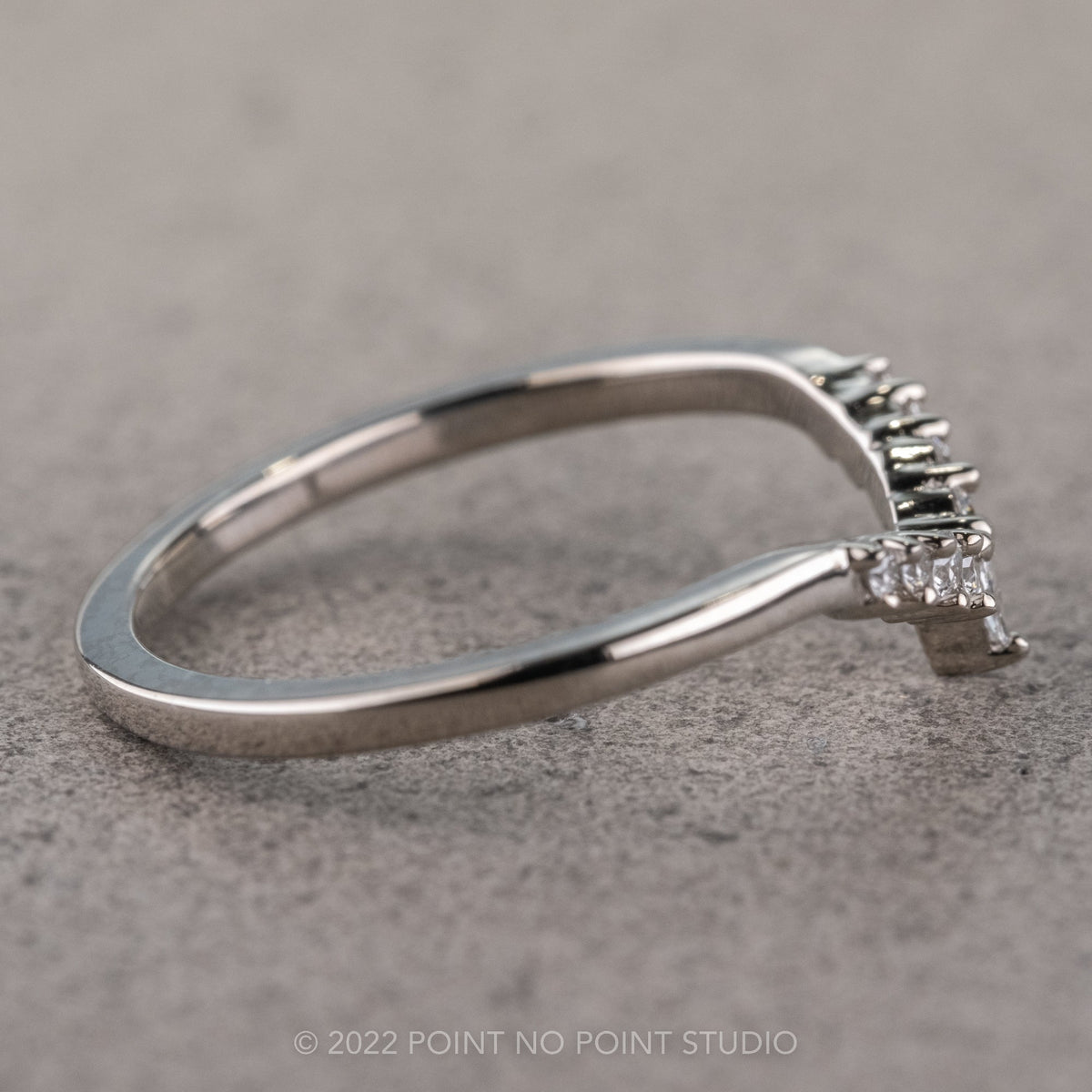 Etta Wedding Ring, 9 Diamond, Sloping Contour, Loaf Band