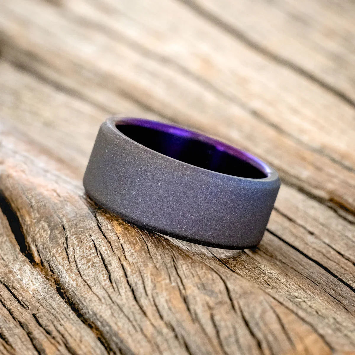 Fire-Treated Titanium Wedding Ring With Sandblasted Finish - Titanium (8mm) - Size 10 3/4