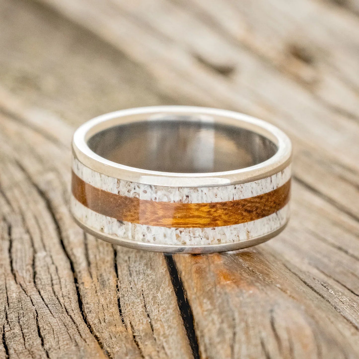"Rainier" - Antler & Ironwood Wedding Band - Titanium - Size 9 1/4