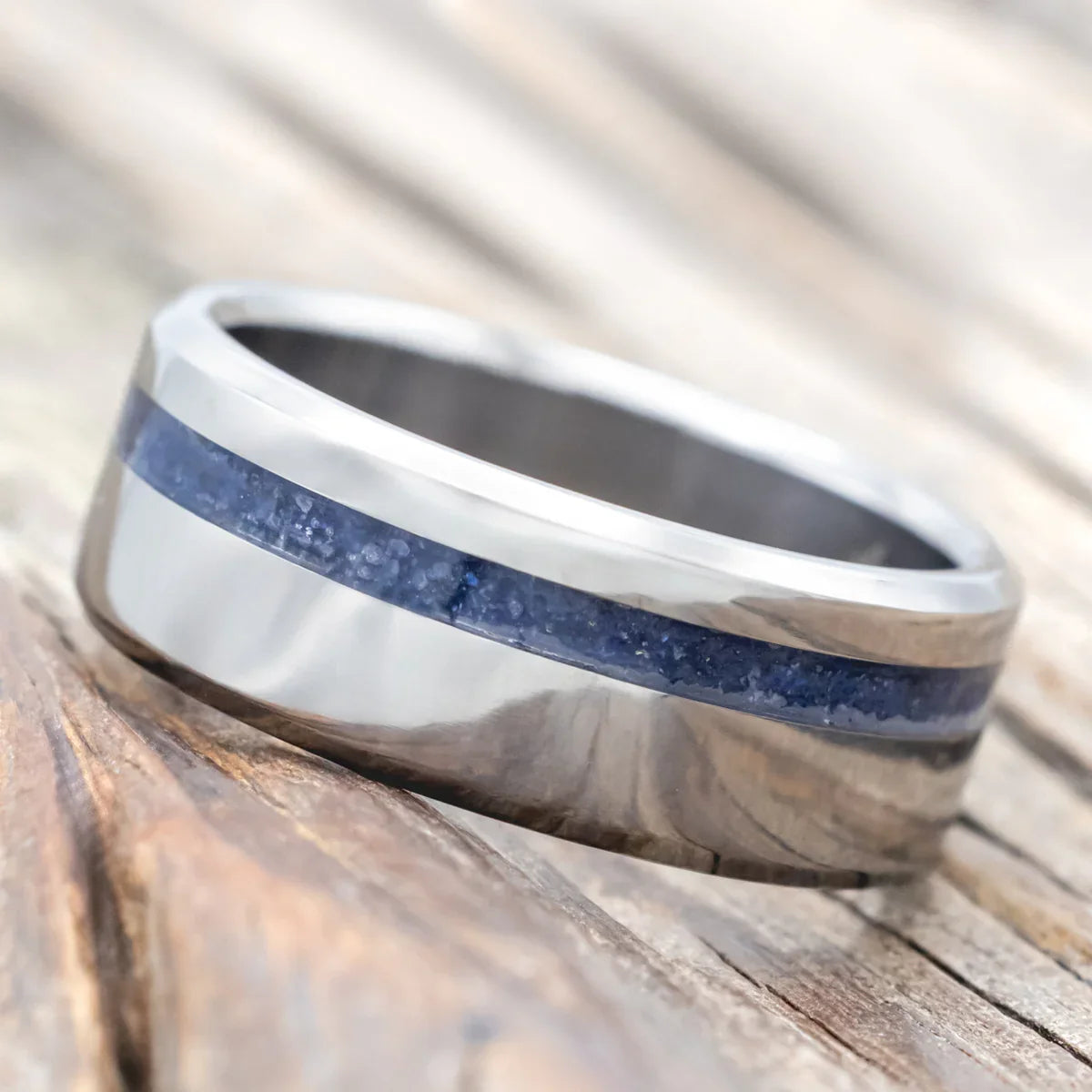 "Vertigo" - Lapis Lazuli Wedding Band - Titanium (8mm) - Size 9