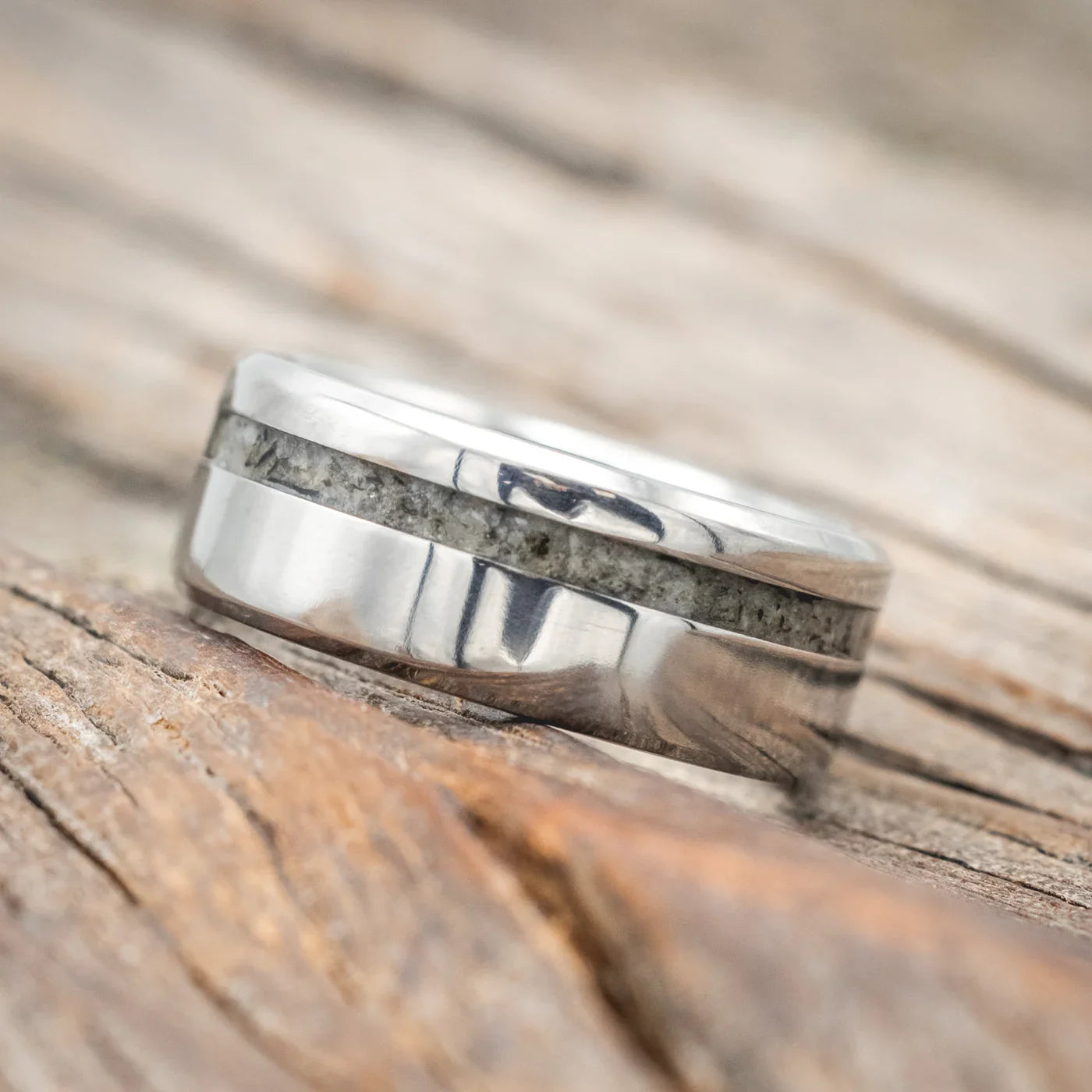 "Vertigo" - Moonstone Wedding Ring - Titanium - Size 10 1/2