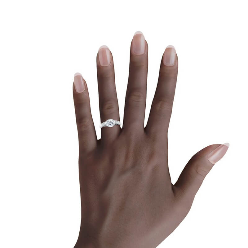 Three-Stone East-West Bezel Oval Moissanite and Pear Sapphire Engagement Ring
