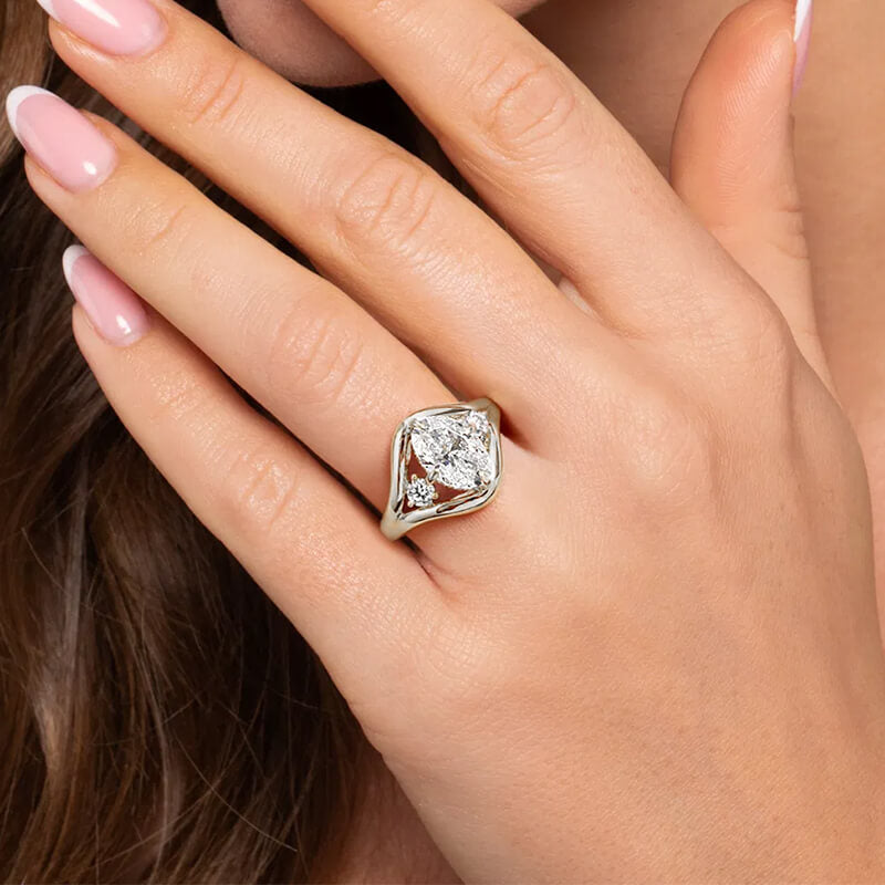 Three-Stone Oval Moissanite Split Shank Engagement Ring