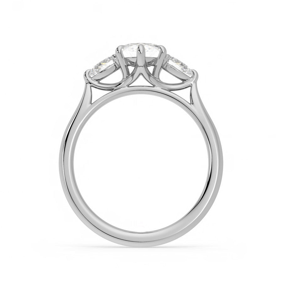 Three Stone Marquise-Cut Moissanite Pear-Cut Side Stone Engagement Ring