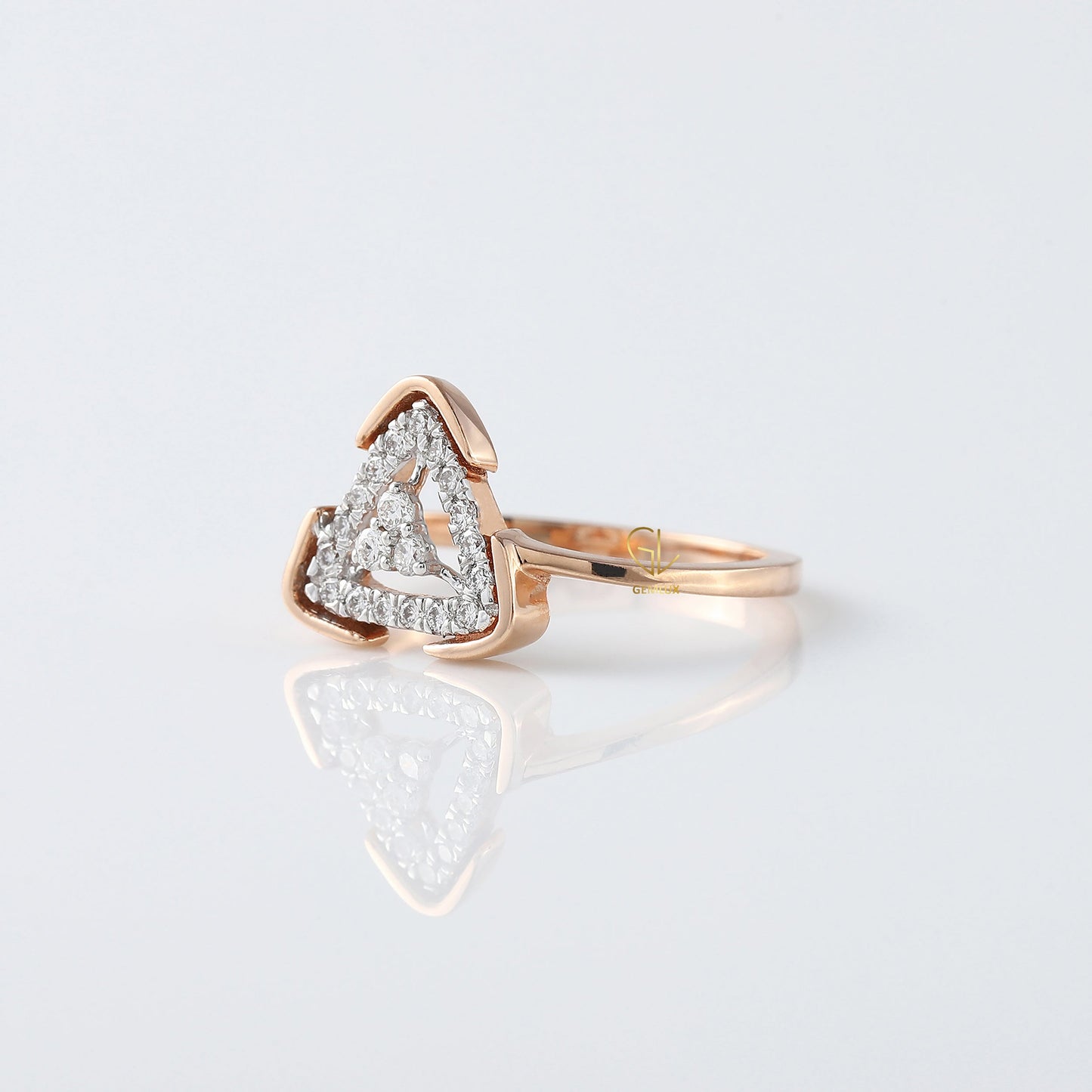 Triangle Shape Round Cut Moissanite Diamond Engagement Ring