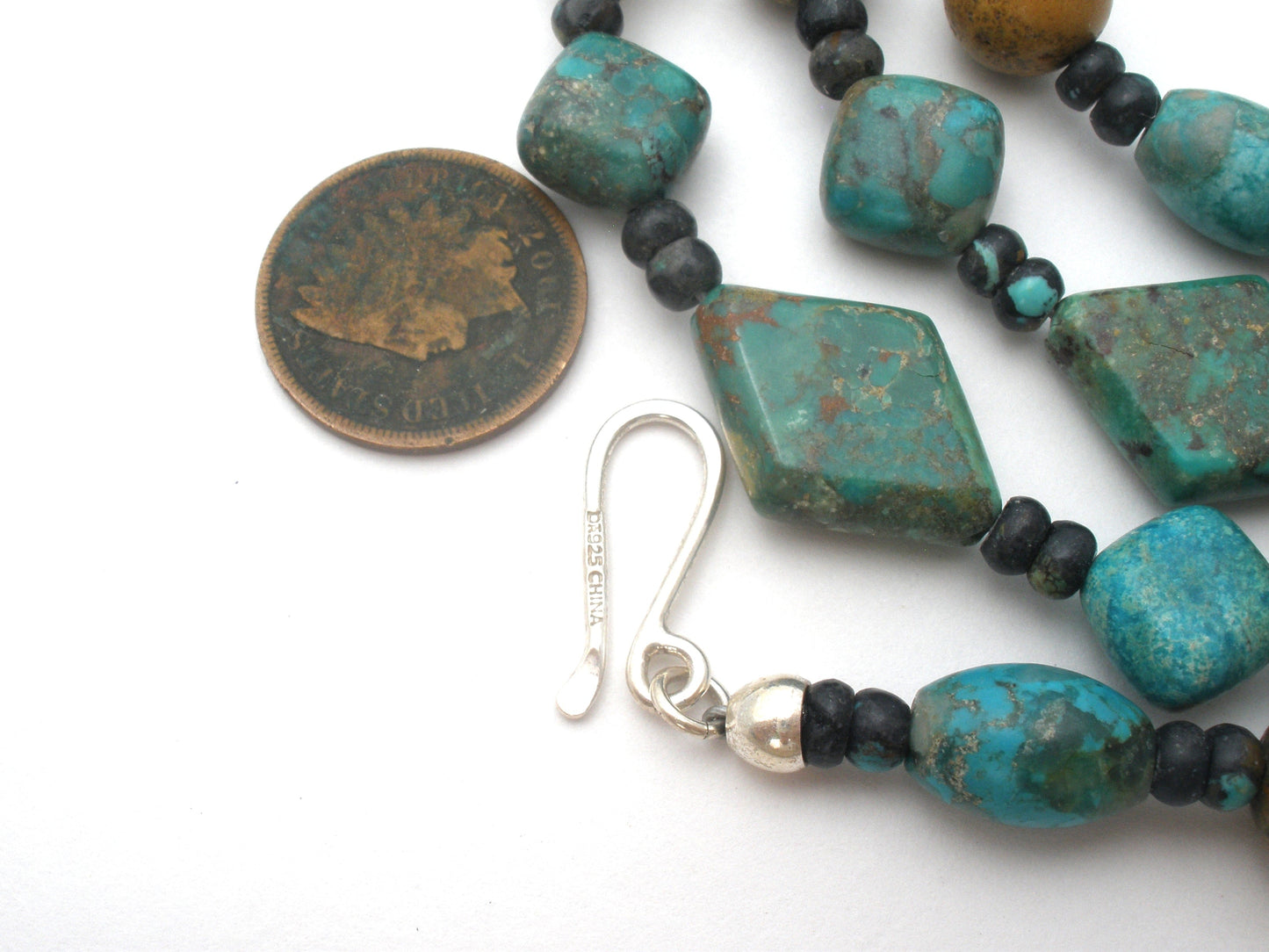Turquoise Bead Necklace 40" Long DTR