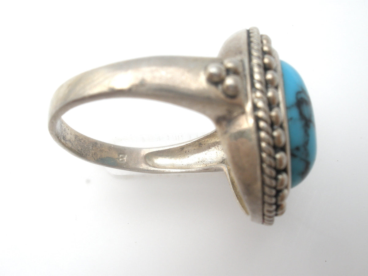 Turquoise Ring Sterling Silver Size 8.5
