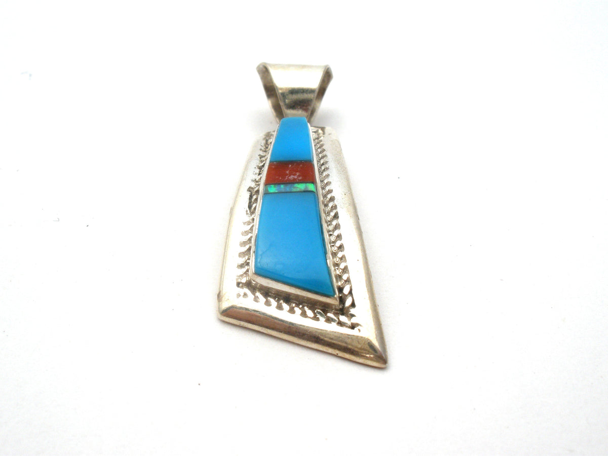 Turquoise Coral & Opal Pendant 925