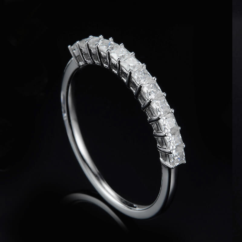 Twelve Stone Princess Moissanite Half Eternity Wedding Band Ring