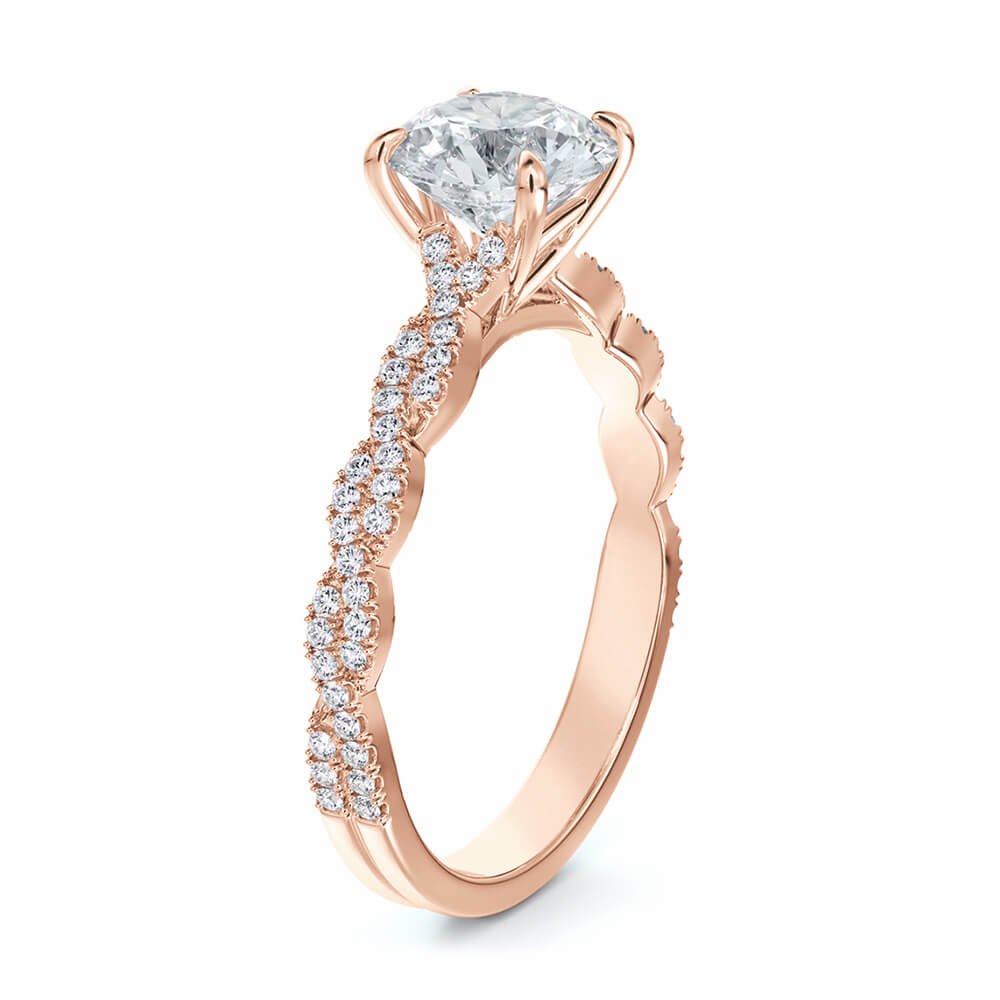 Twisted Vine Moissanite Infinity Pave Gold Engagement Ring
