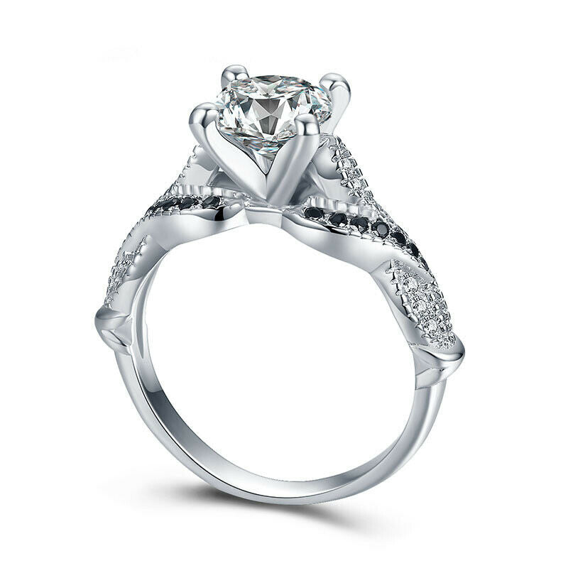 Twisted Vine Moissanite Pave Engagement Ring