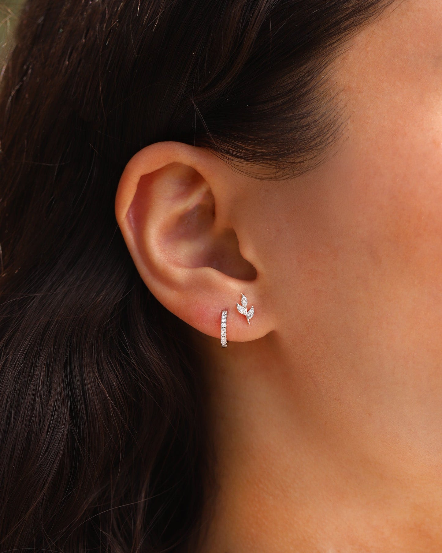 Leaf CZ Single Stud
