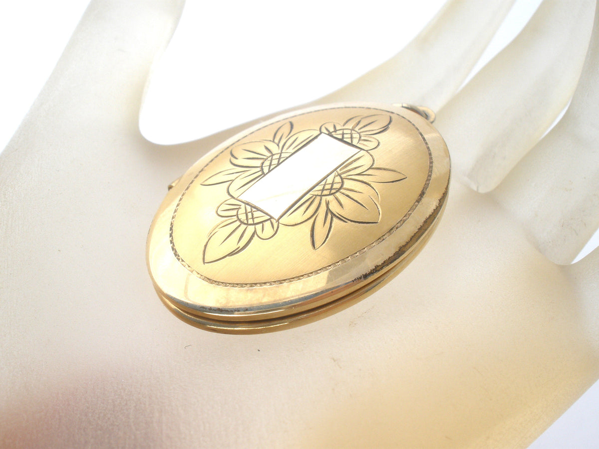 Vintage Gold Plated Oval Locket Pendant