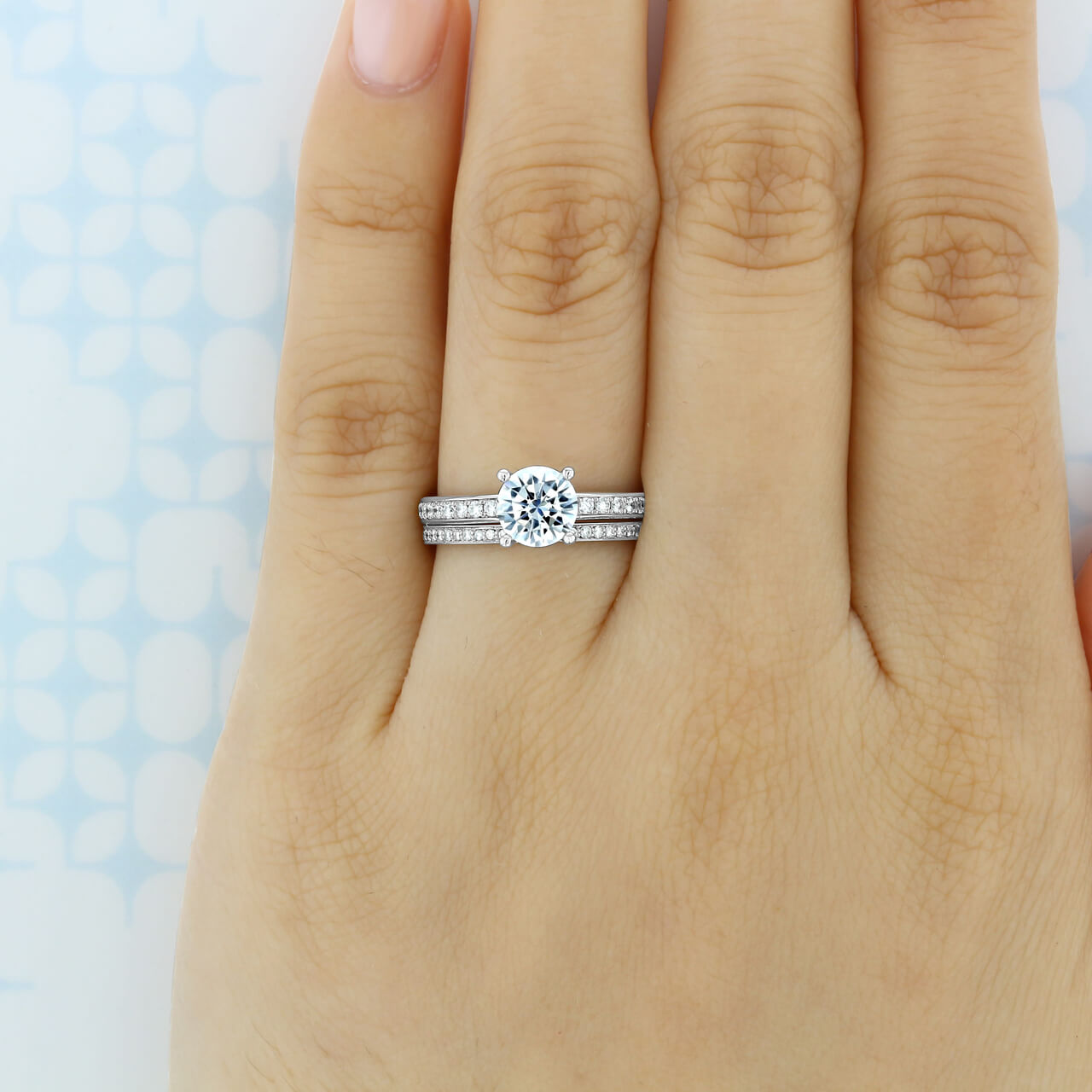 Vintage Pave Moissanite Eternity Wedding Band Stackable Ring