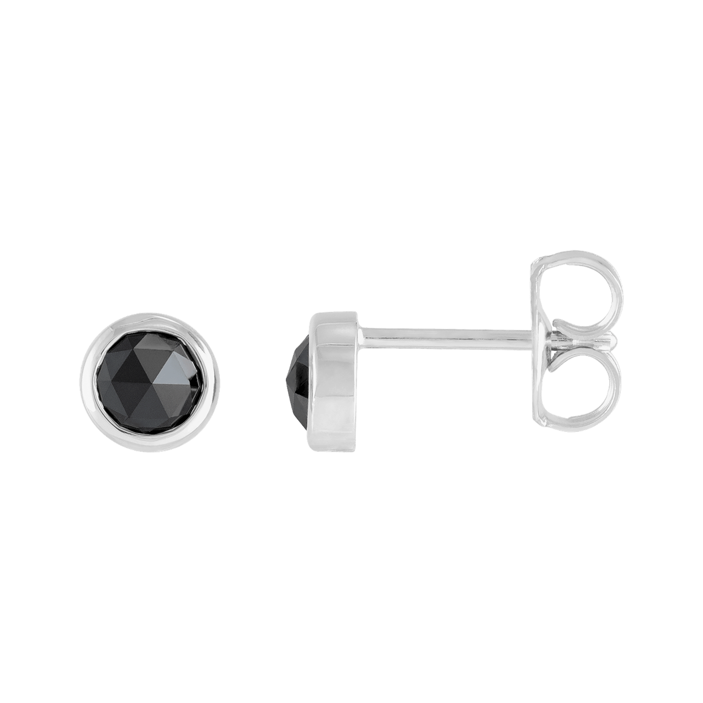 Rose-Cut Black Diamond Stud Earrings