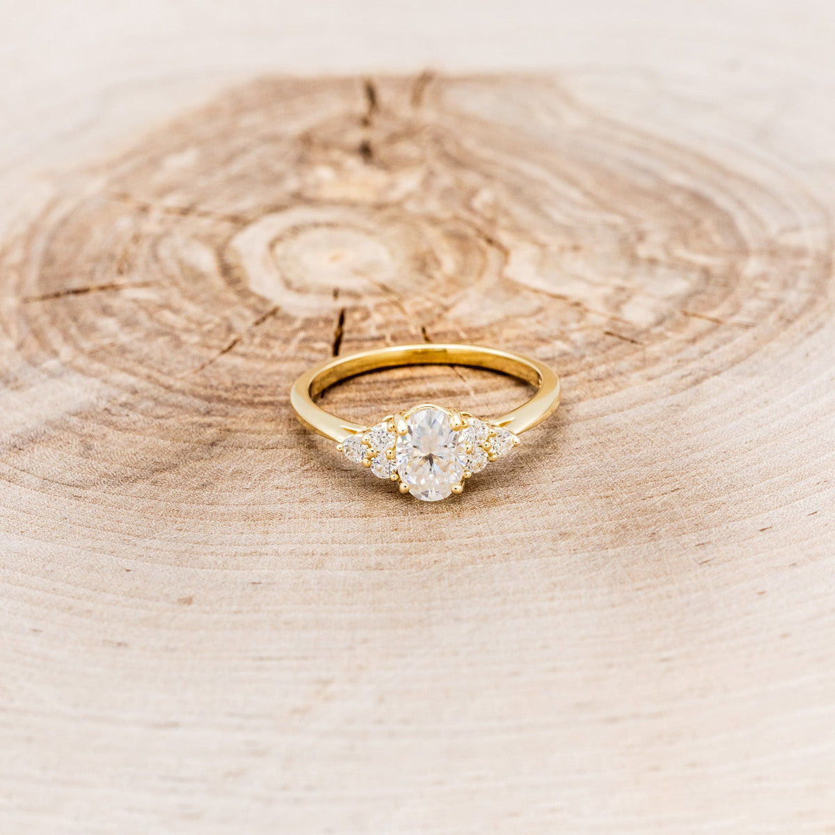 "Rhea" - Oval Cut Moissanite Engagement Ring With Diamond Accents