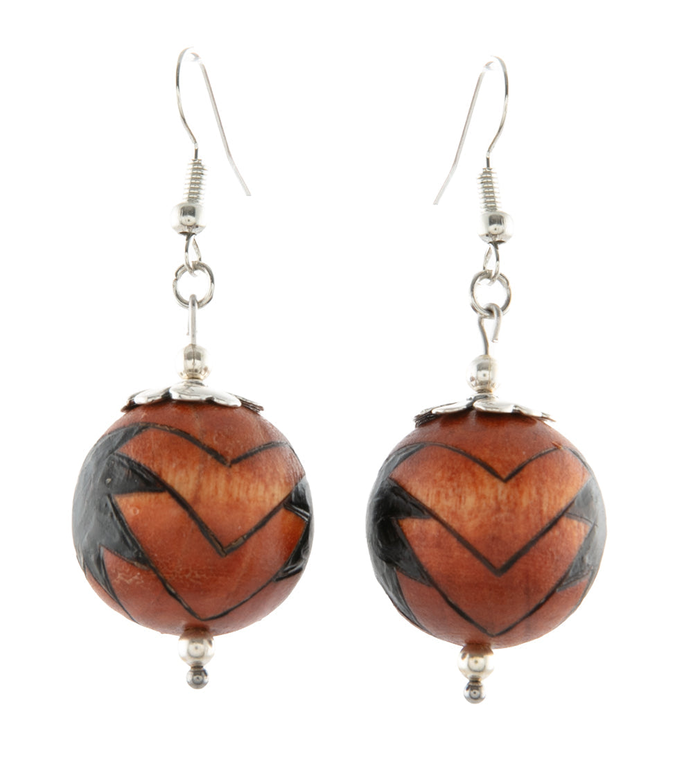 Pyrography Earrings - Large Beads
