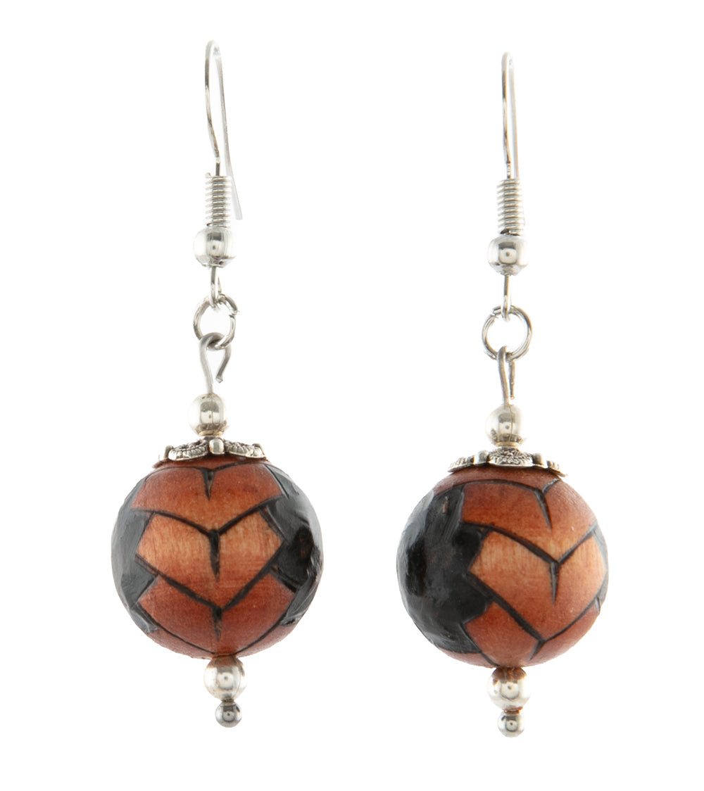 Pyrography Earrings - Small Beads