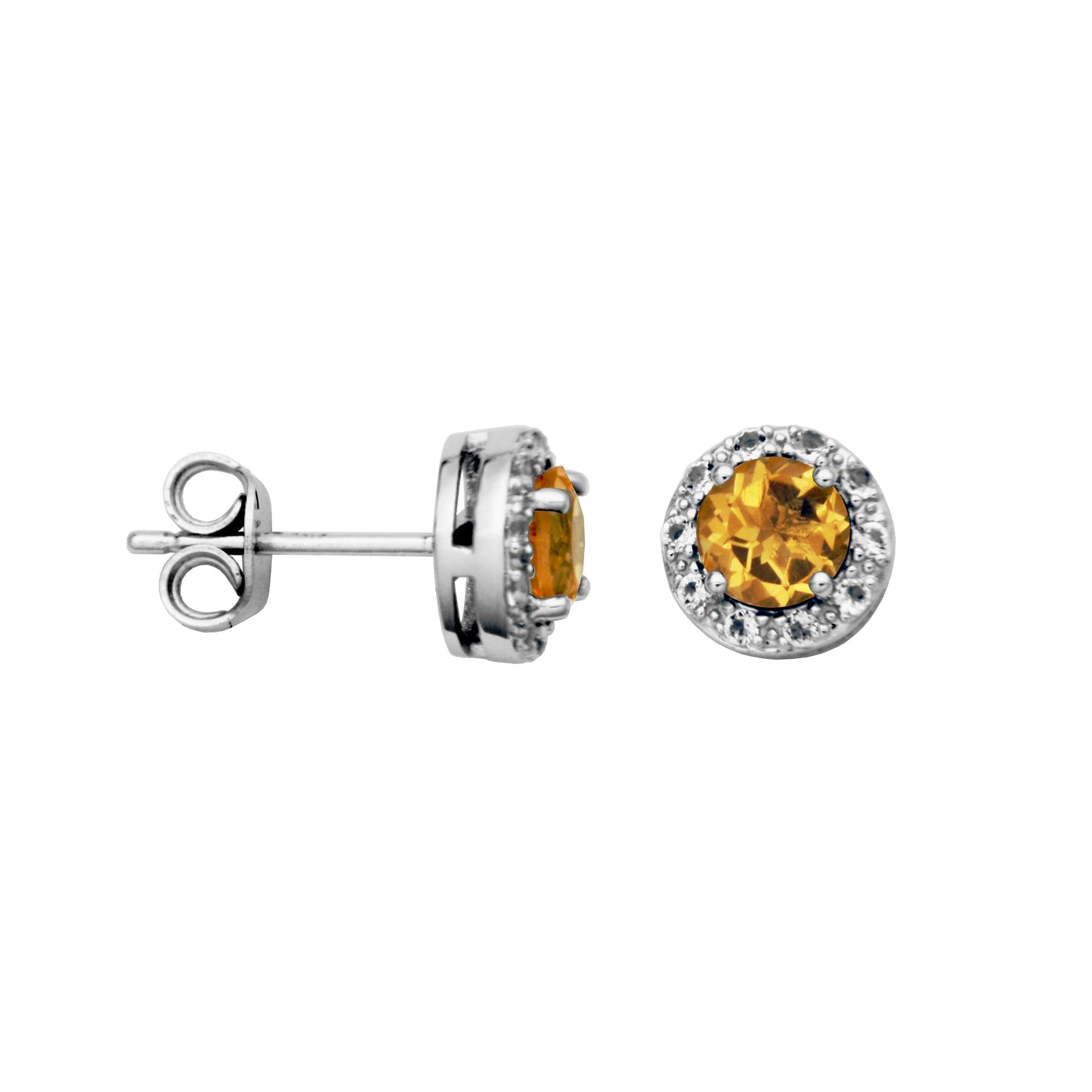 SS Citrine & White Topaz "Dazzle" Studs