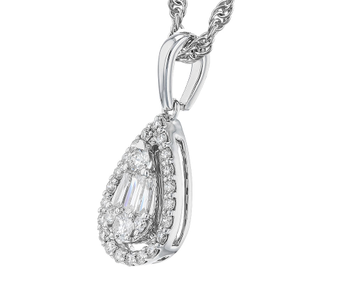 14KW 0.30ctTW Pear-Shaped Diamond Cluster Necklace