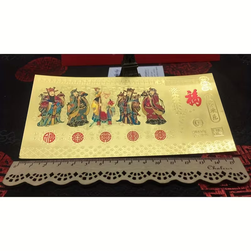 Five Blessings Fortune Golden Foil Banknote