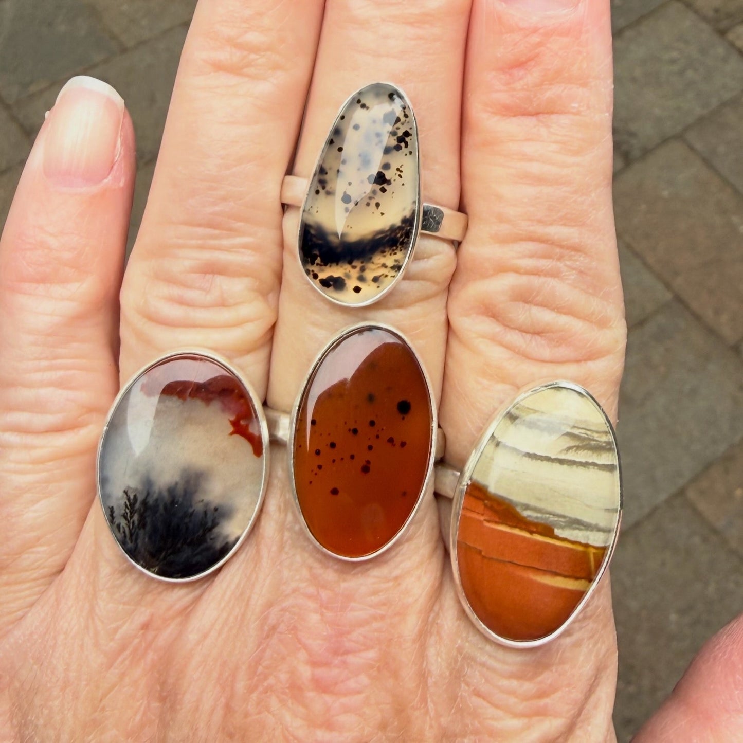 Oregon Landscape Jasper Statement Ring • Sterling Silver • PNW Gemstone Jewelry