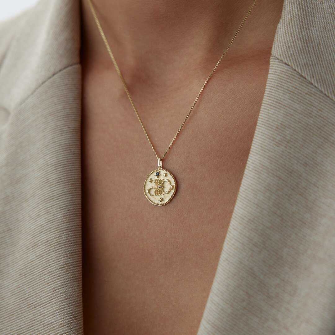 14k Gold Scorpio Zodiac Necklace