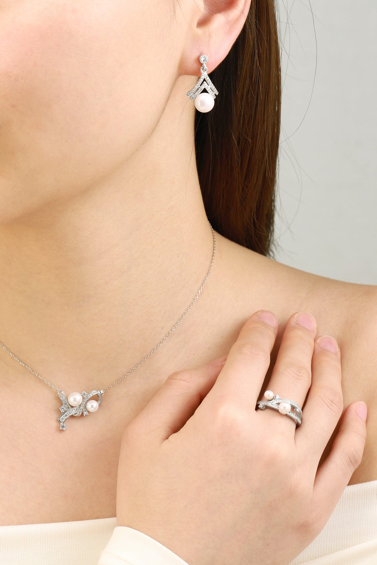 Gemini Zodiac Pearl Jewelry Sets – Ring, Earrings & Necklace for the Elegant Soul