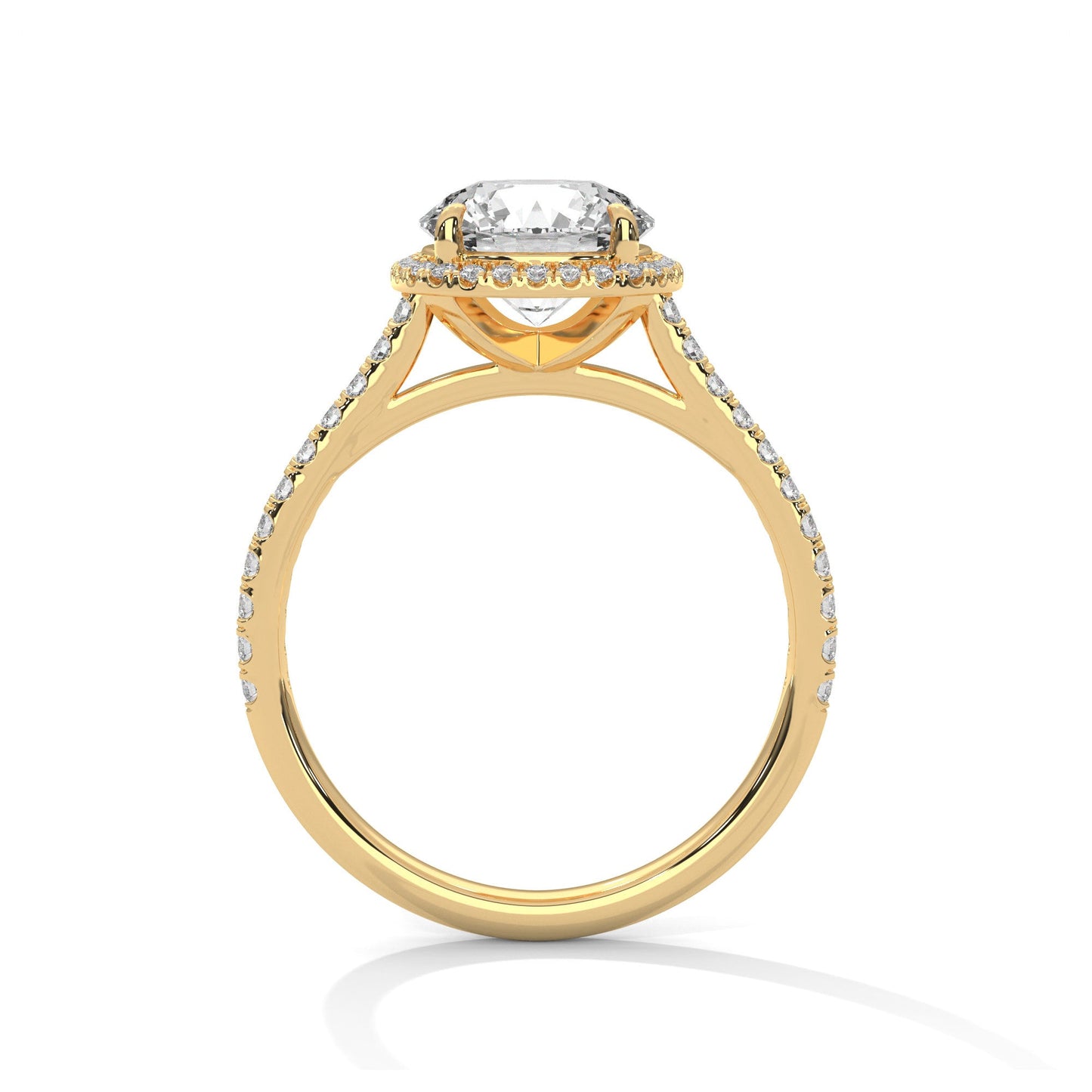 2 Carat Round Cut Lab Grown Diamond Halo Engagement Ring 4 Prong Eagle Claw Ring