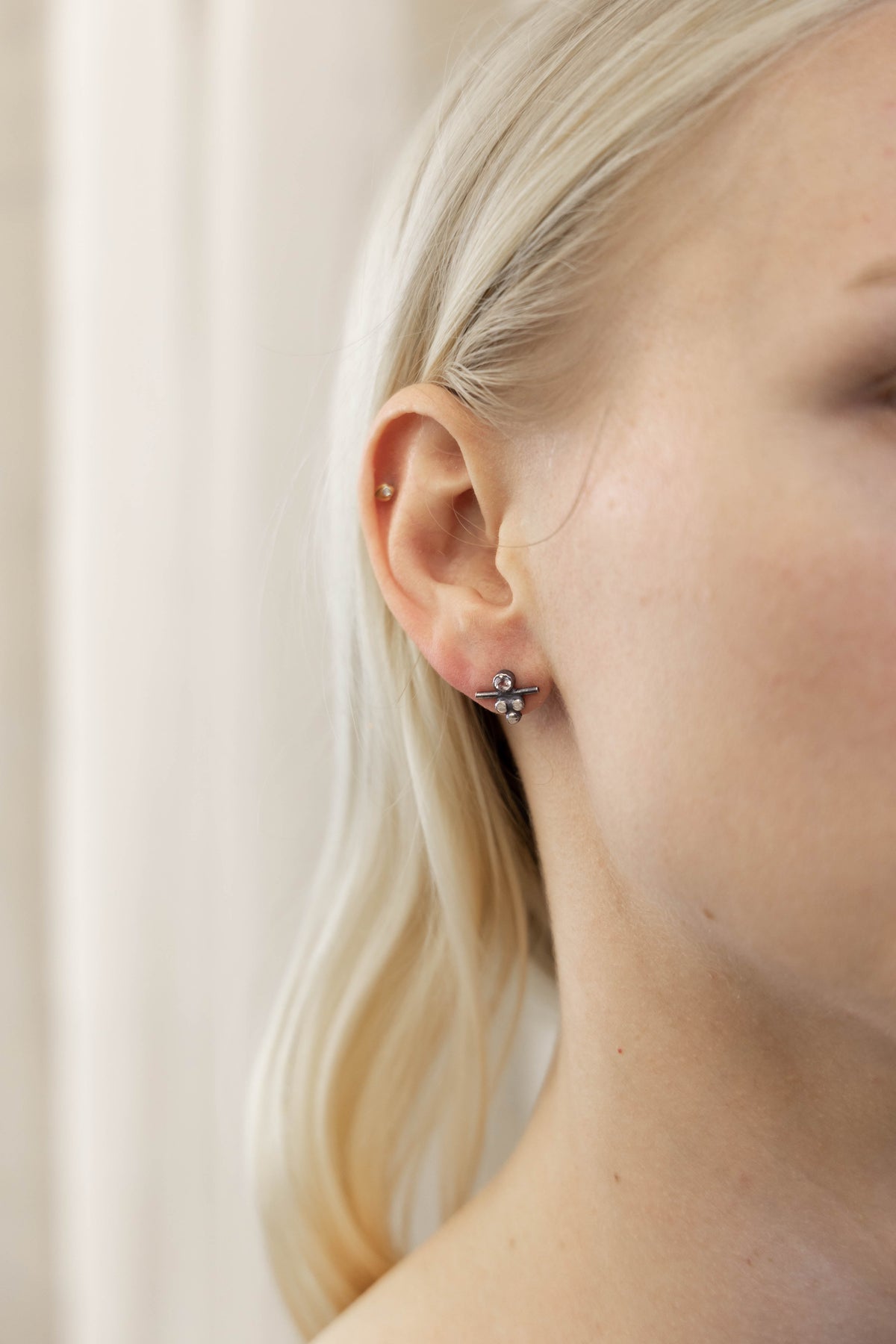 Handmade White Topaz and Silver Stud Earrings