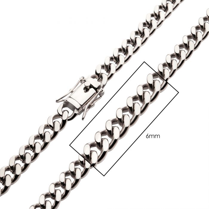 6mm Steel Miami Cuban Chain Necklace (22 inch)