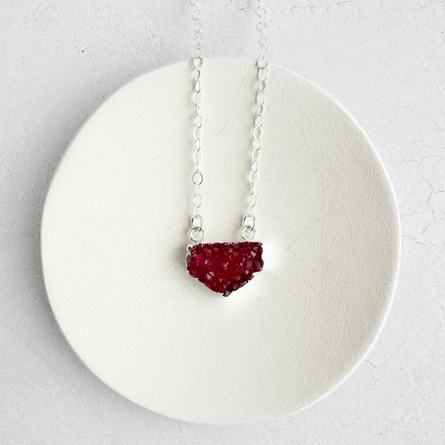 Small Red Druzy Chevron Necklace