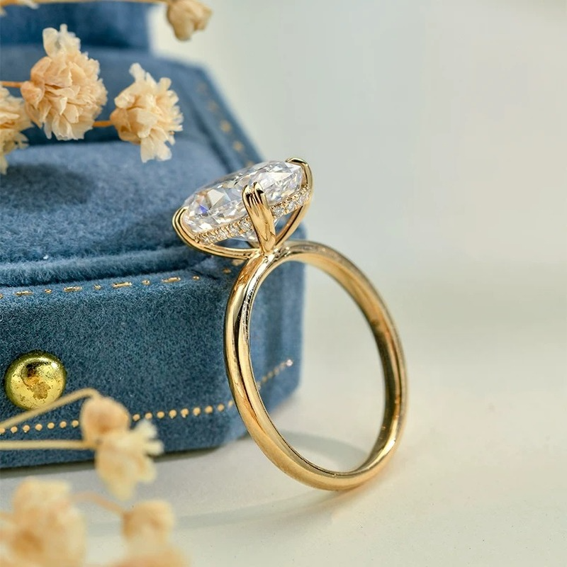 Dainty Oval Cut Sterling Silver Engagement Ring