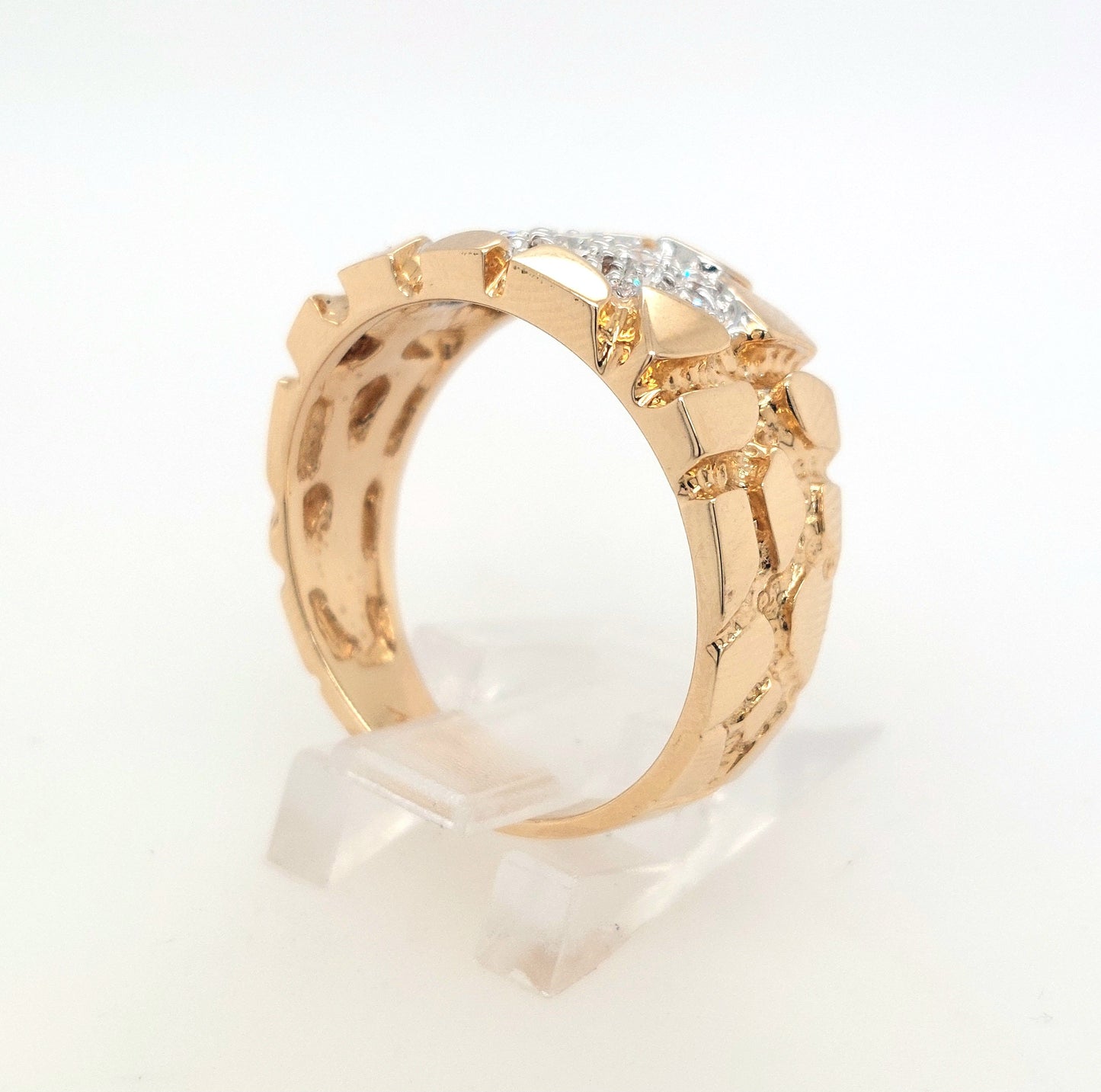 14K Yellow Gold Diamond Nugget Ring