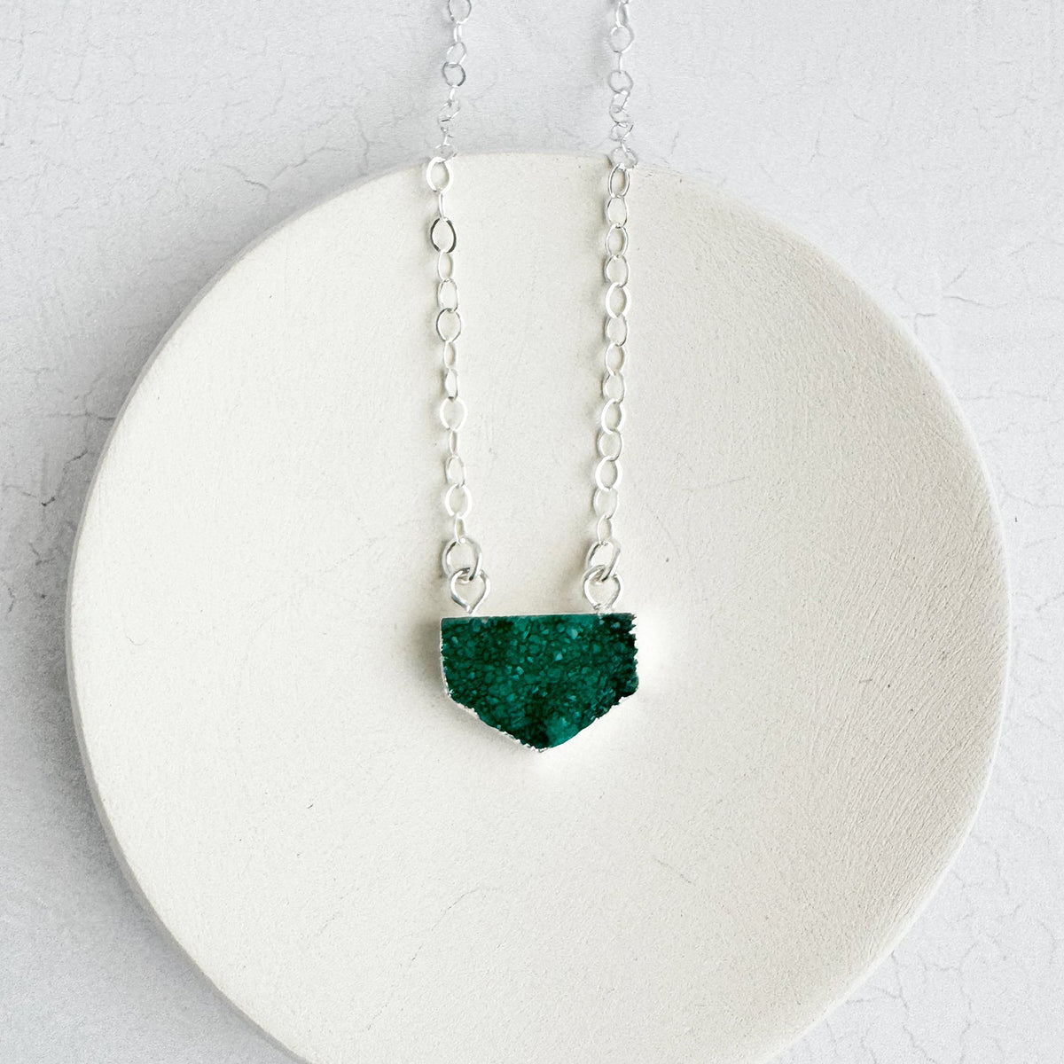 Small Green Druzy Chevron Necklace