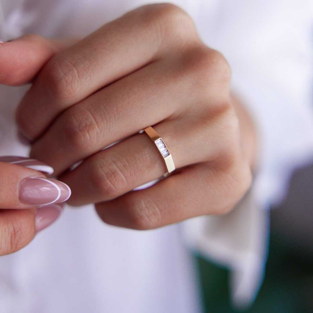 Baguette Geometrical Ring