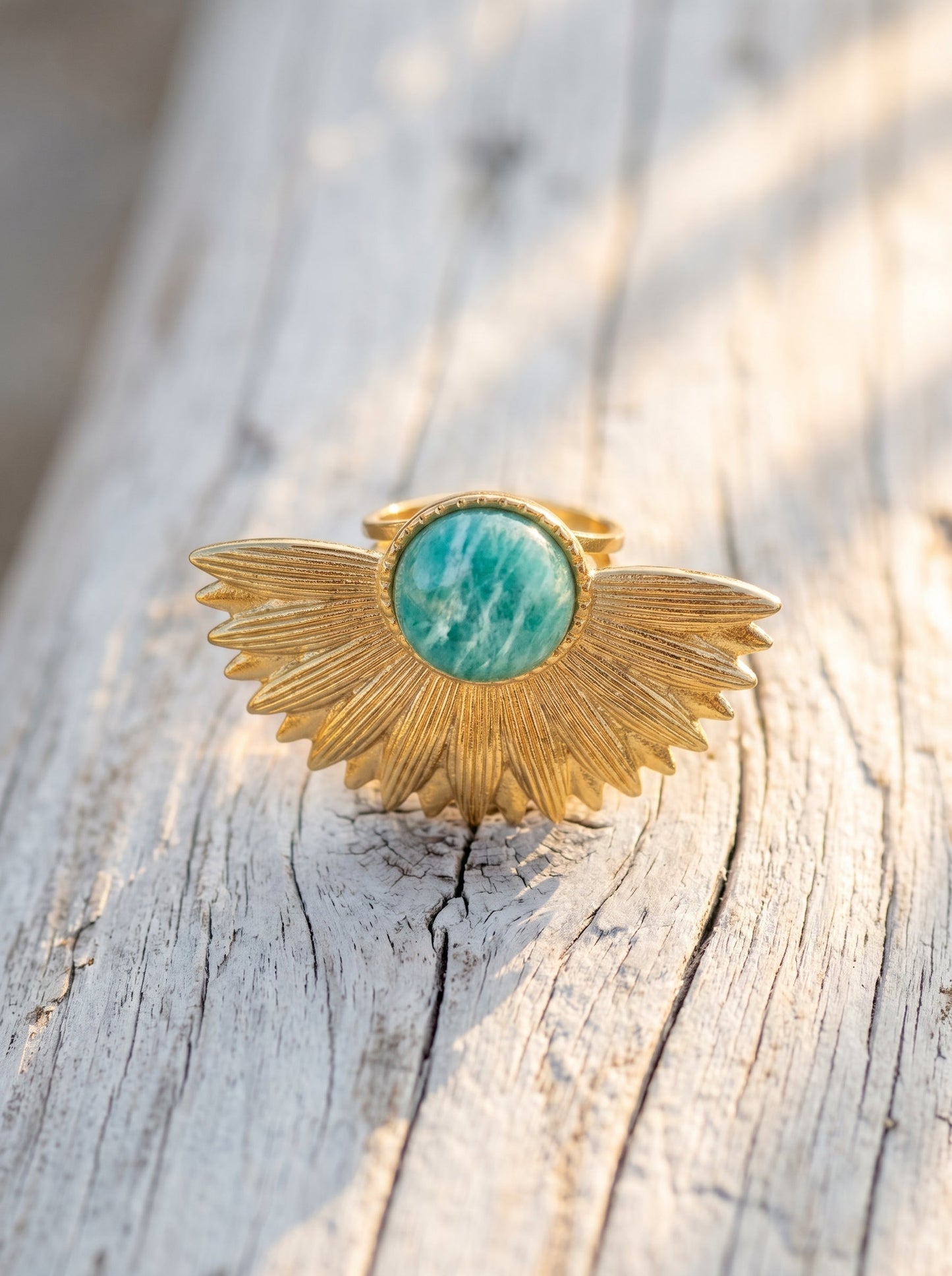 Bague XXL Fleur Éventail Cocktail | Acier Inoxydable Plaqué Or 24K - Univers végétal