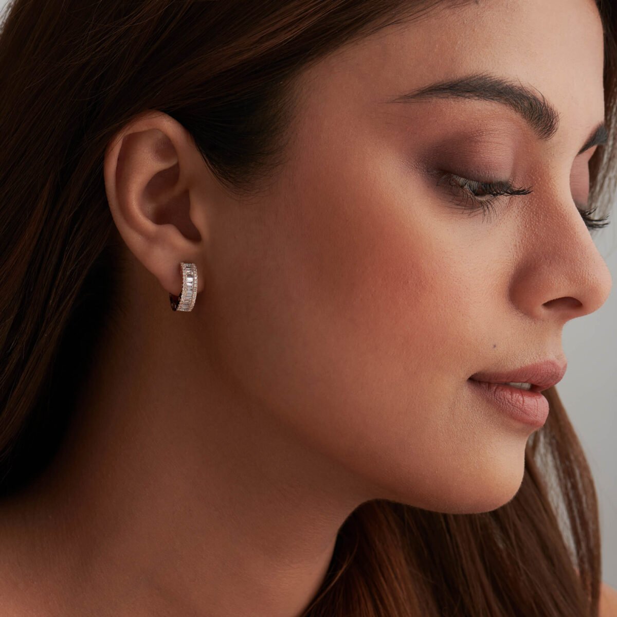 Baguette & Round Diamond Hoop Earrings