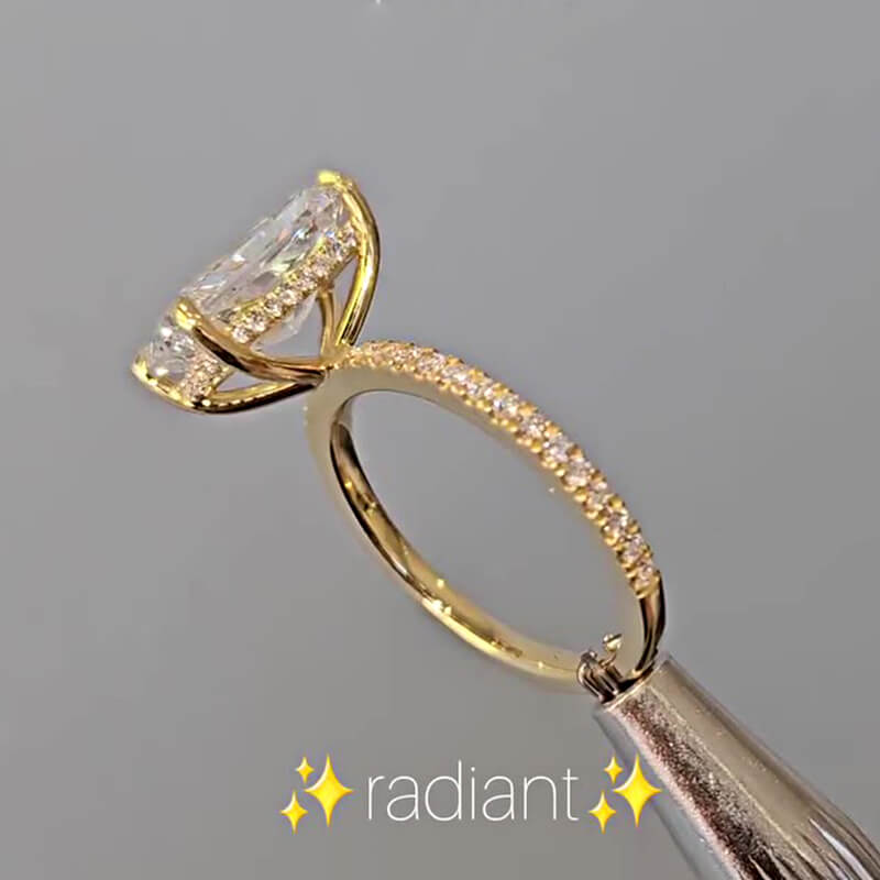 Radiant Cut White Stone White Gold Solitaire Ring