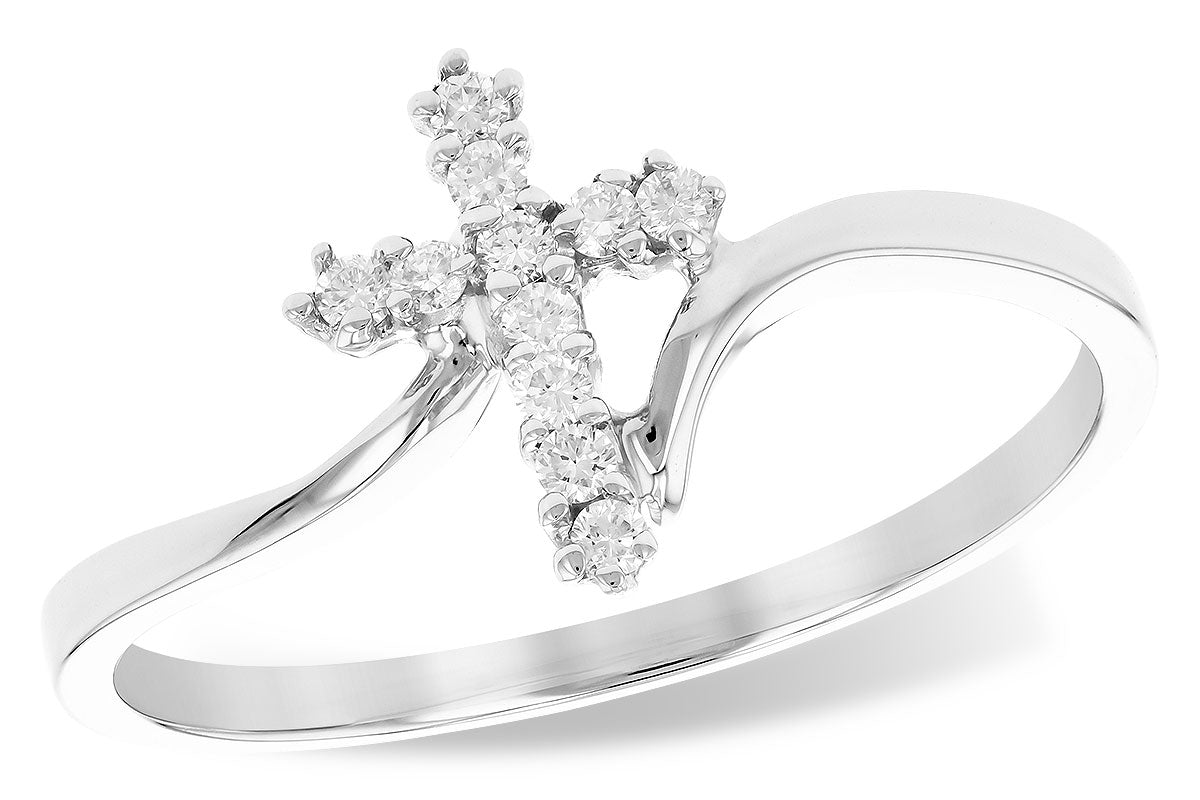 14KW Diamond Cross Bypass Ring