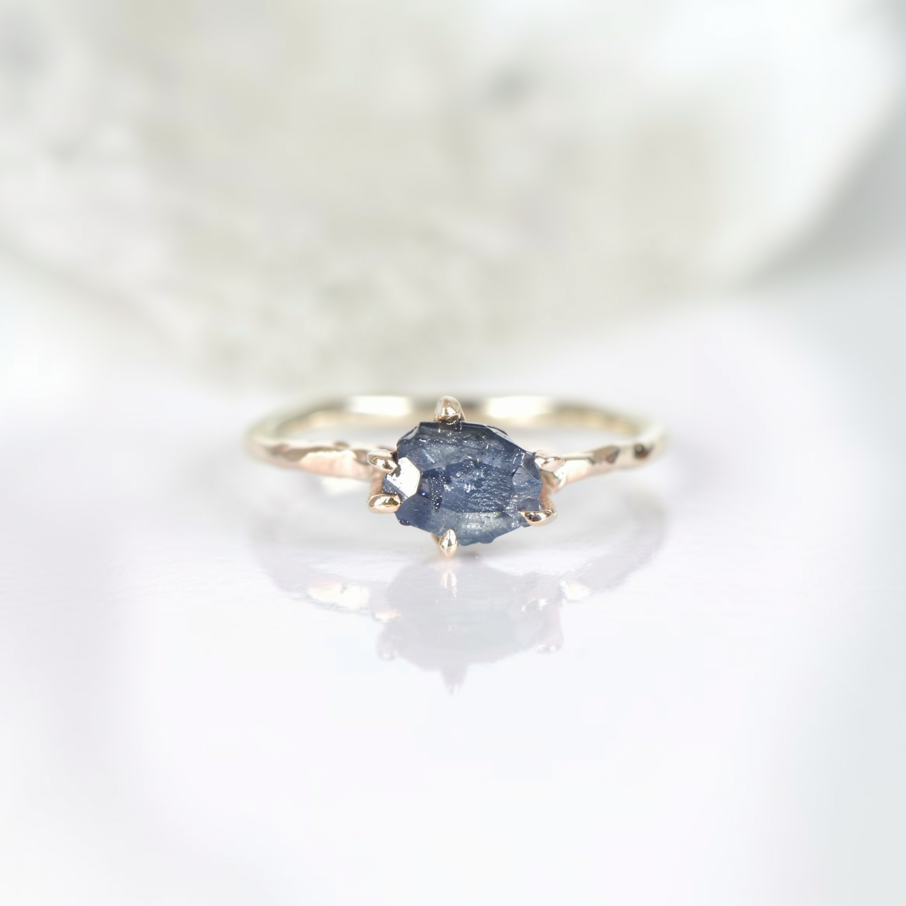 Gaia’s Gem | Organic Raw Sapphire Solitaire Engagement Ring