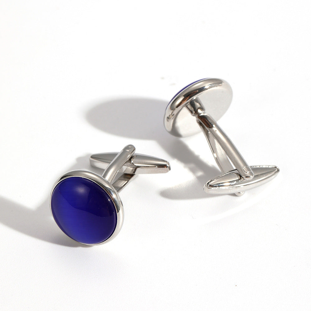 Luxury Men's Cat's Eye Stone Cufflinks - Premium Chatoyant Mineral Cuff Links for Formal Business Dress