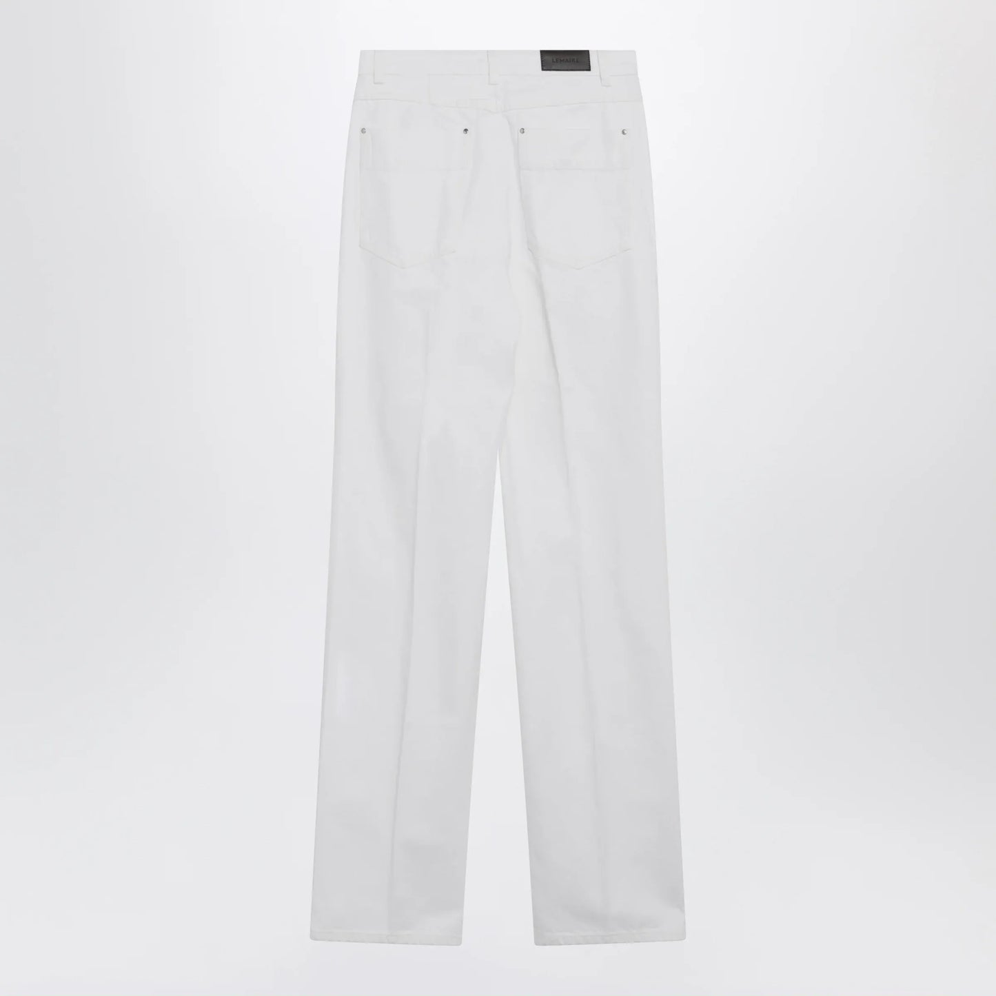 LEMAIRE - High-waisted straight-leg jeans with belt in white denim