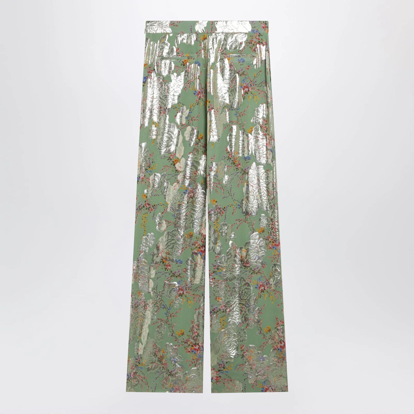 Valentino - Silk trousers with all-over print in green