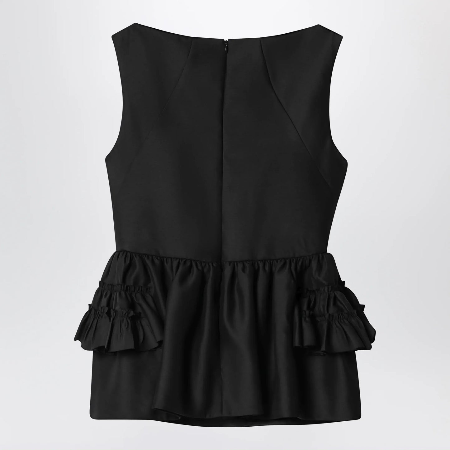 Dries Van Noten - Black wool and silk ruffled top