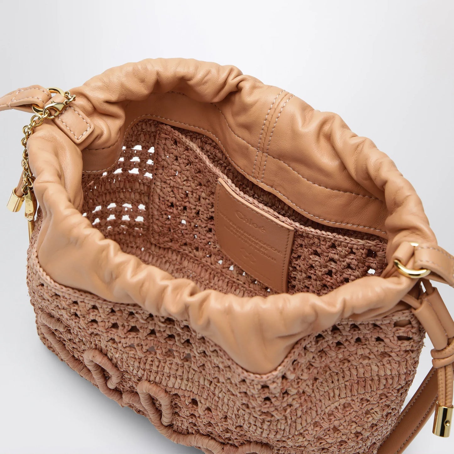 Chloé - Mini Summer Banana drawstring raffia bag in beige